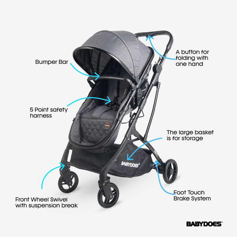 Babydoes - Pronto R+ Baby Stroller Reversible Seat - Mid Grey