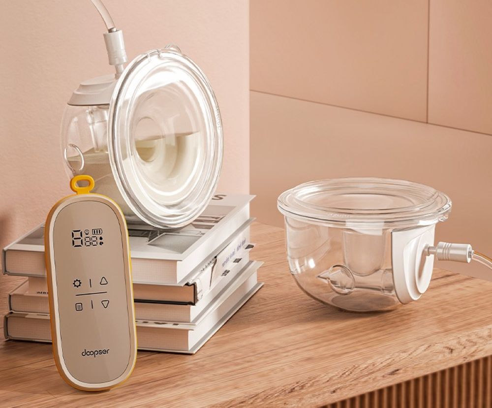 Doopser - Double Electric Wearable Breast Pump Kit - White/Orange