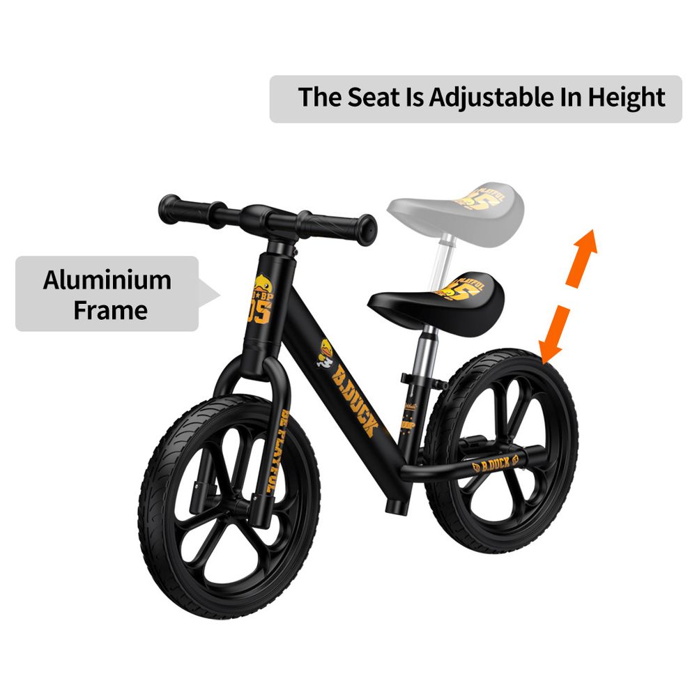 B.Duck - Kids Balance Bike With Adjustable Seat & Handlebar - Black