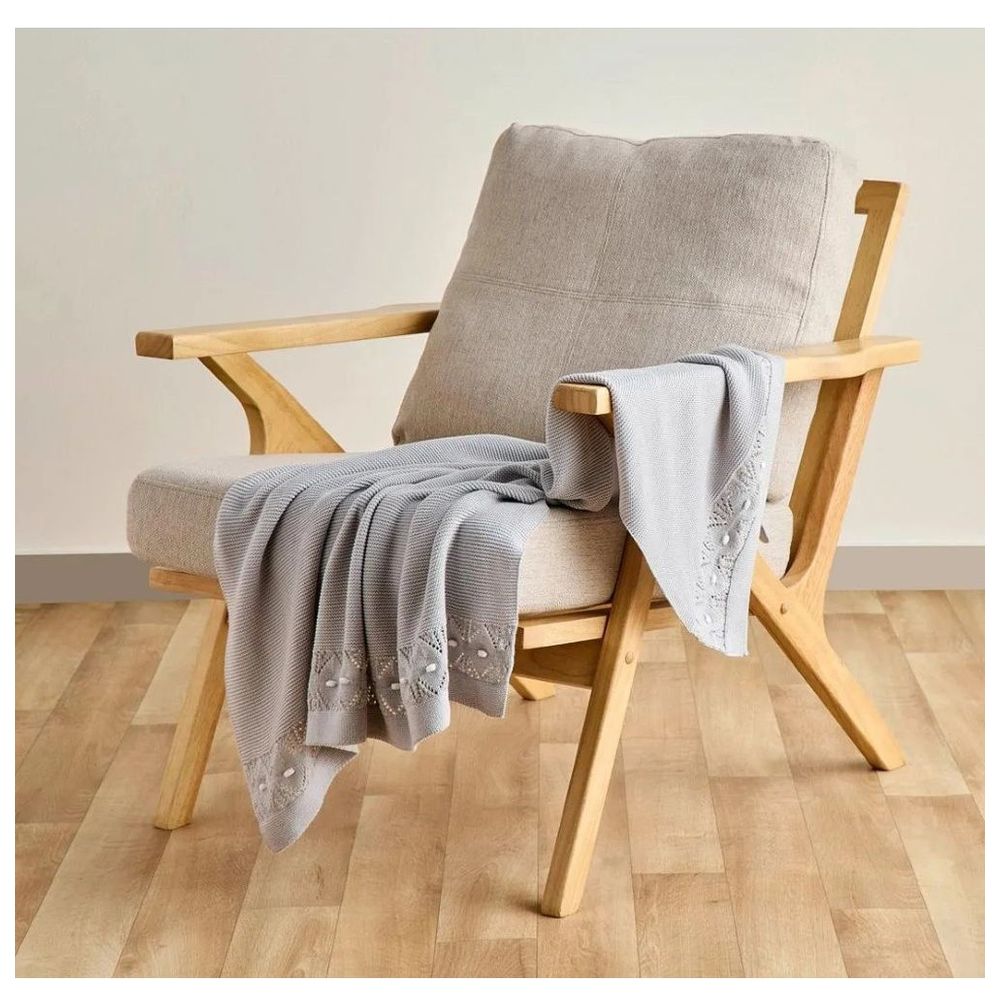 Nini - Baby Organic Cotton Knitted Blanket – Mist Grey