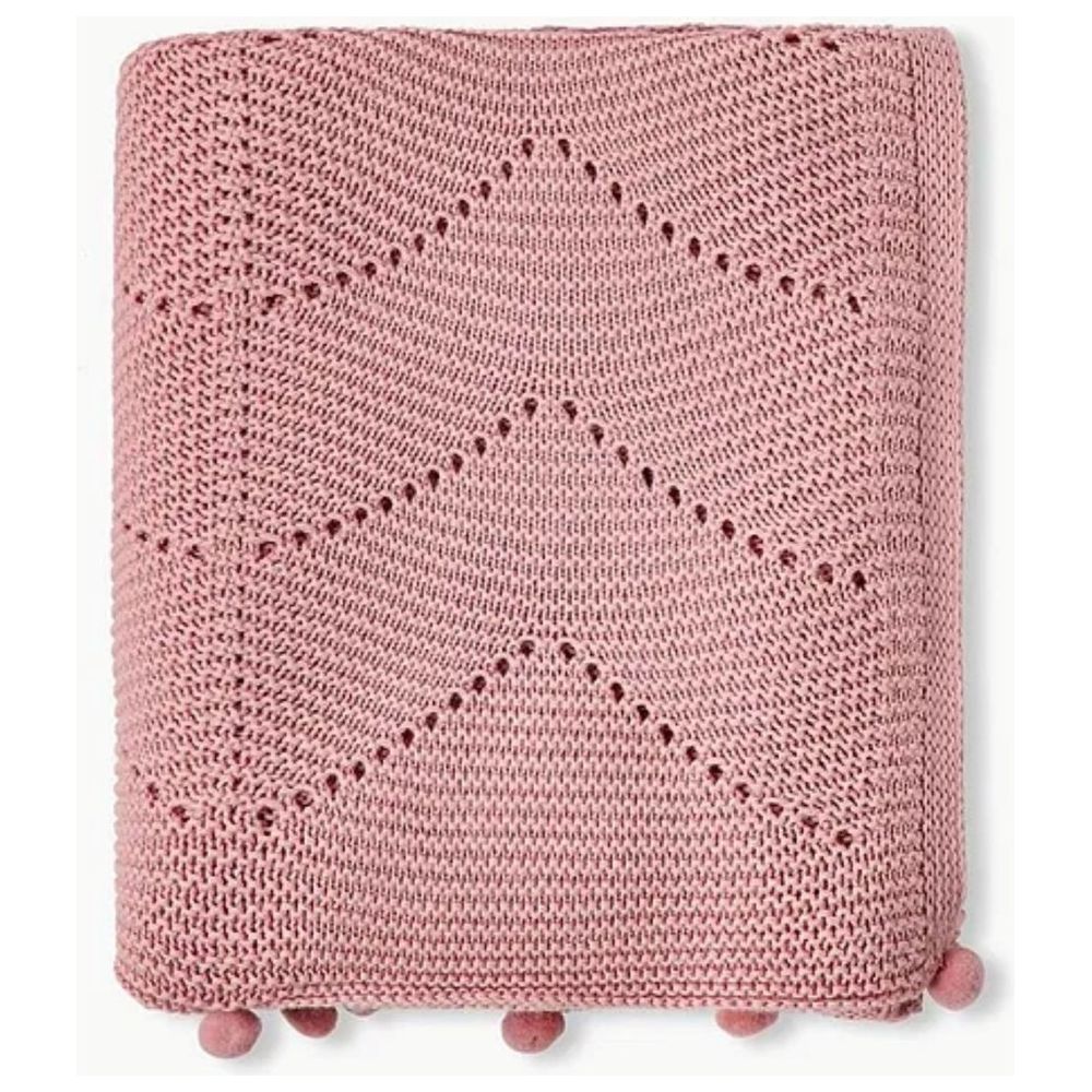 Nini - Baby Organic Cotton Knitted Baby Blanket - Blush Rose