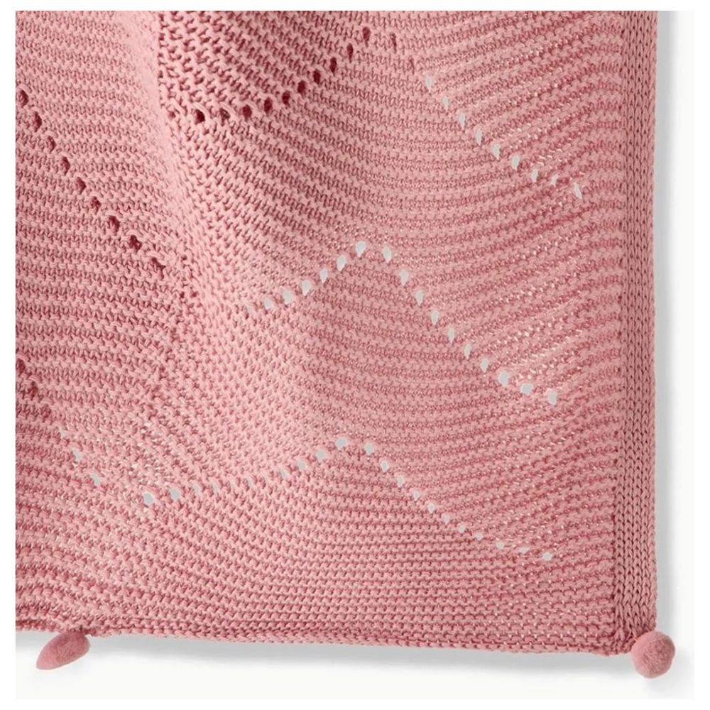 Nini - Baby Organic Cotton Knitted Baby Blanket - Blush Rose
