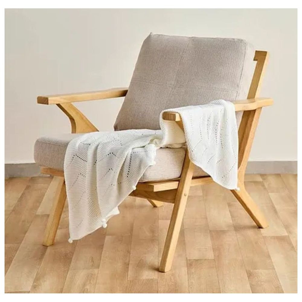Nini - Baby Organic Cotton Knitted Baby Blanket – White