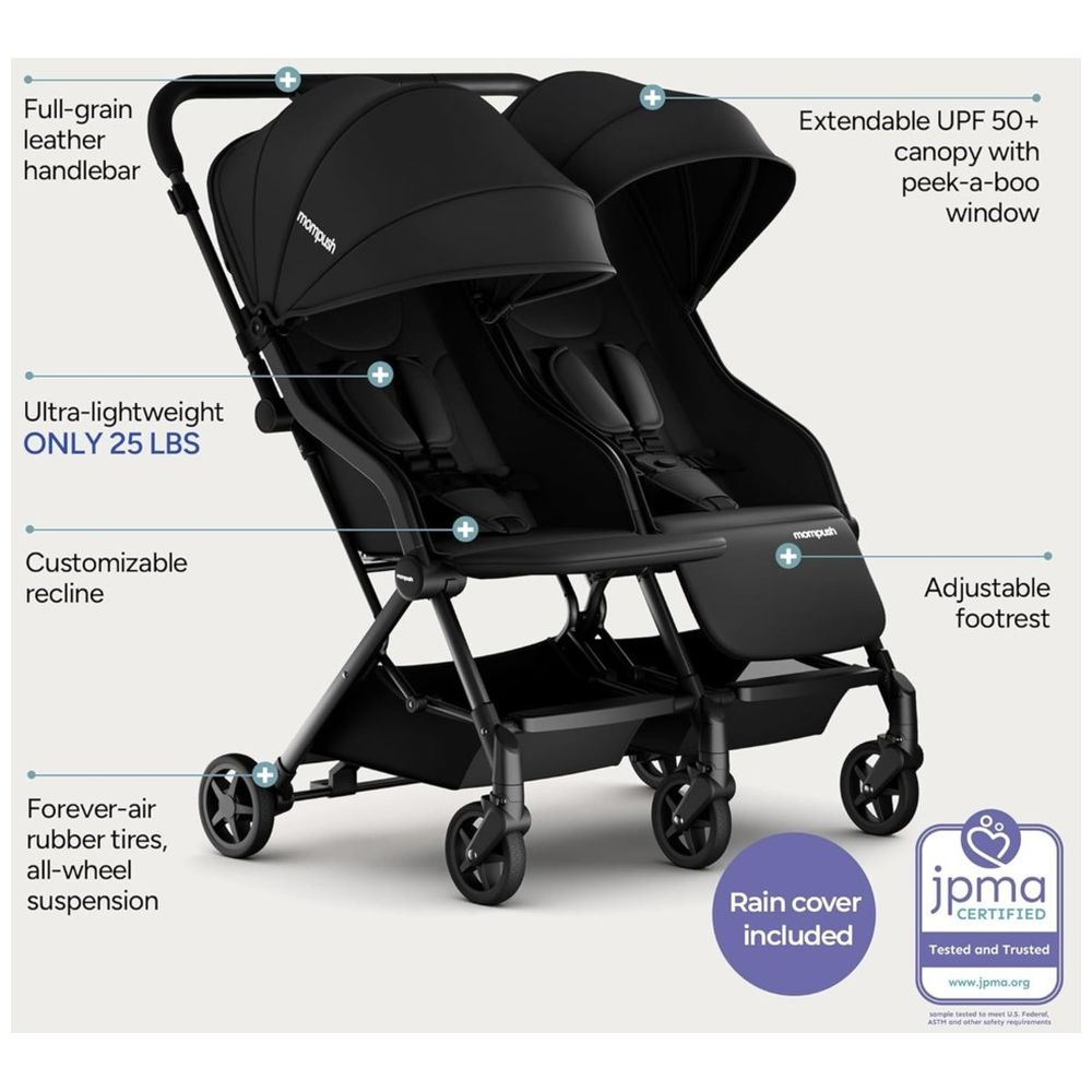 Mompush Lithe Double Lightweight Side by Side Stroller