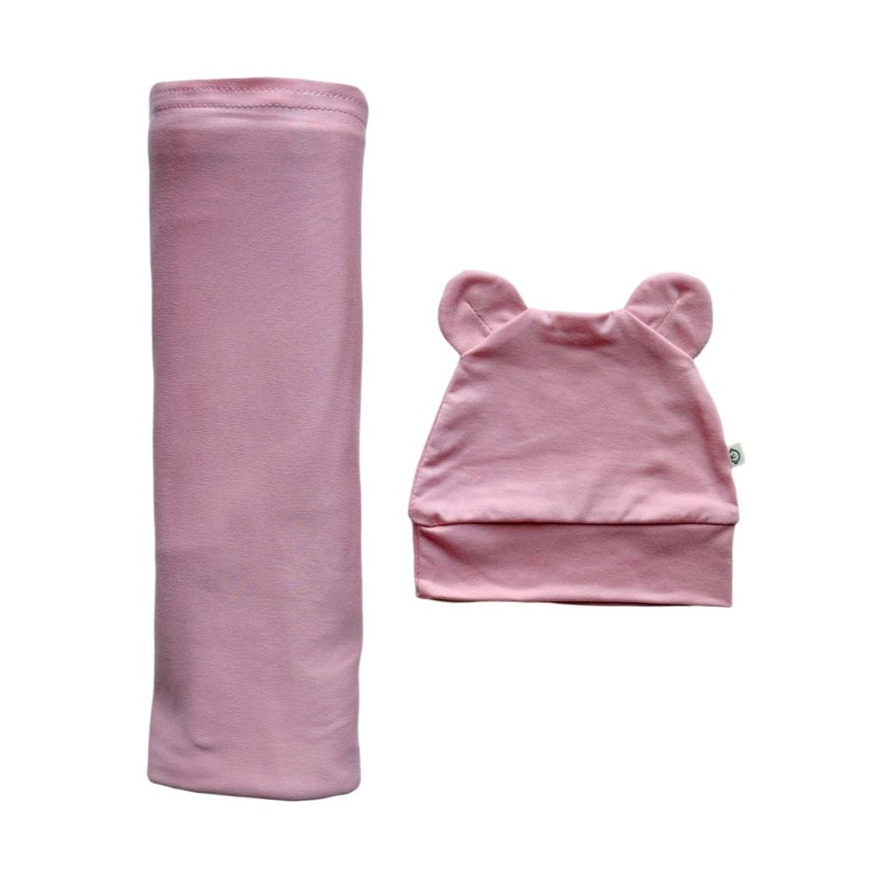 Baby Boss - Organic Bamboo Swaddle & Beanie Set - Pink - 2 Pcs