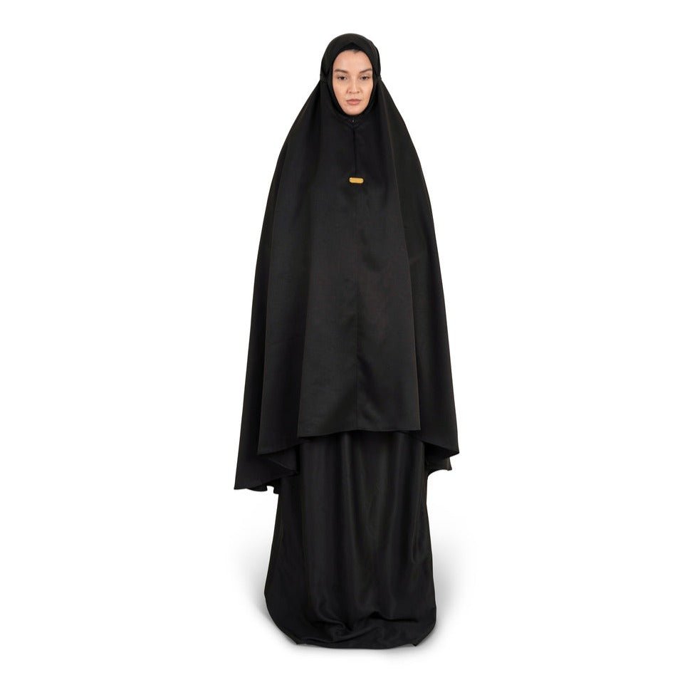 هلالفُل - طقم صلاة قطن قطعتين - أسود كلاسيكي