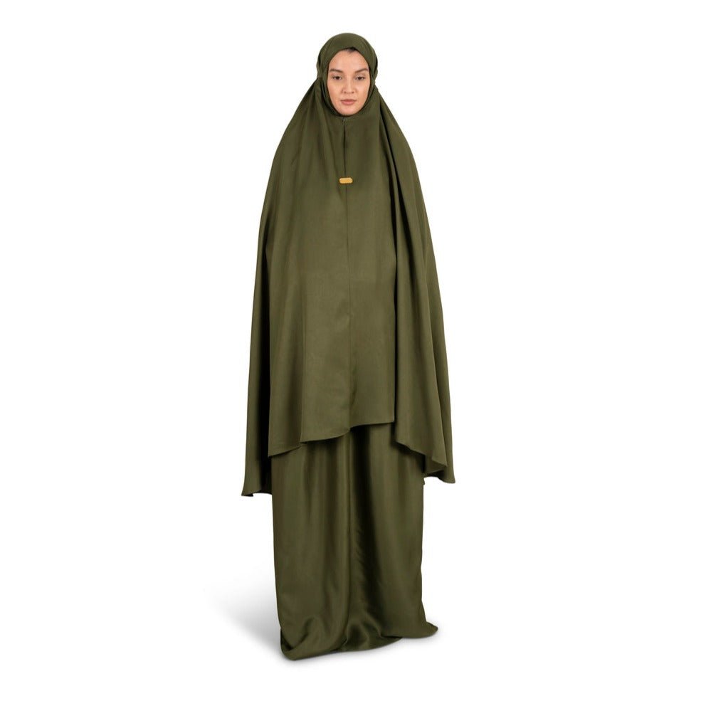 هلالفُل - طقم صلاة قطن قطعتين - كاكي