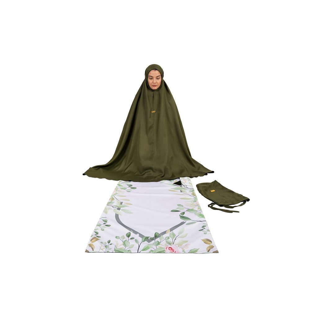 هلالفُل - طقم صلاة قطن قطعتين - كاكي