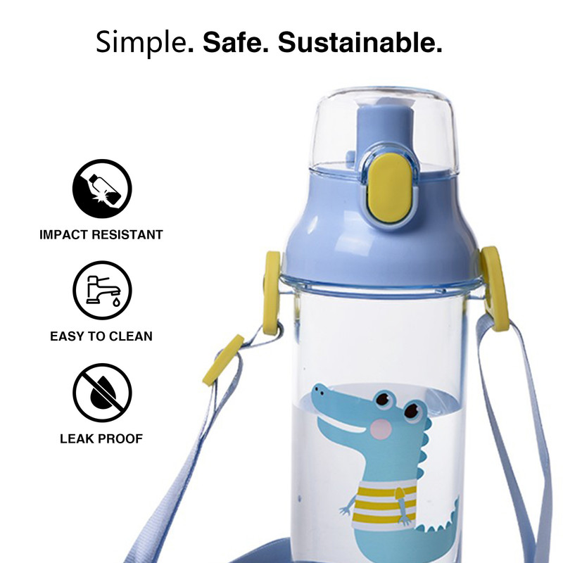 Fissman - Plastic Water Bottle - Crocodile - Blue - 450ml
