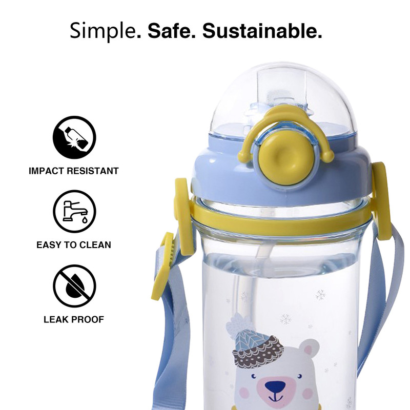 Fissman - Plastic Water Bottle - Bear - Blue - 460ml