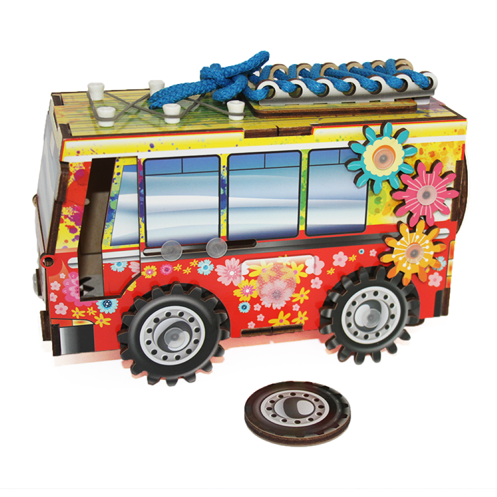 فوفا - لوحة تعليمية خشبية حافلة مشغولة