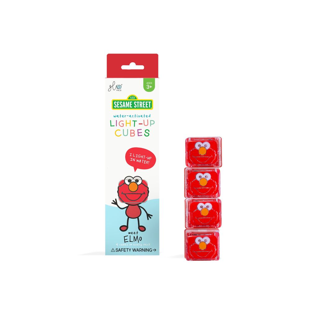غلو بالز - ألعاب استحمام سيسامي ستريت مضيئة بمكعبات متوهجة - أحمر - عدد 4