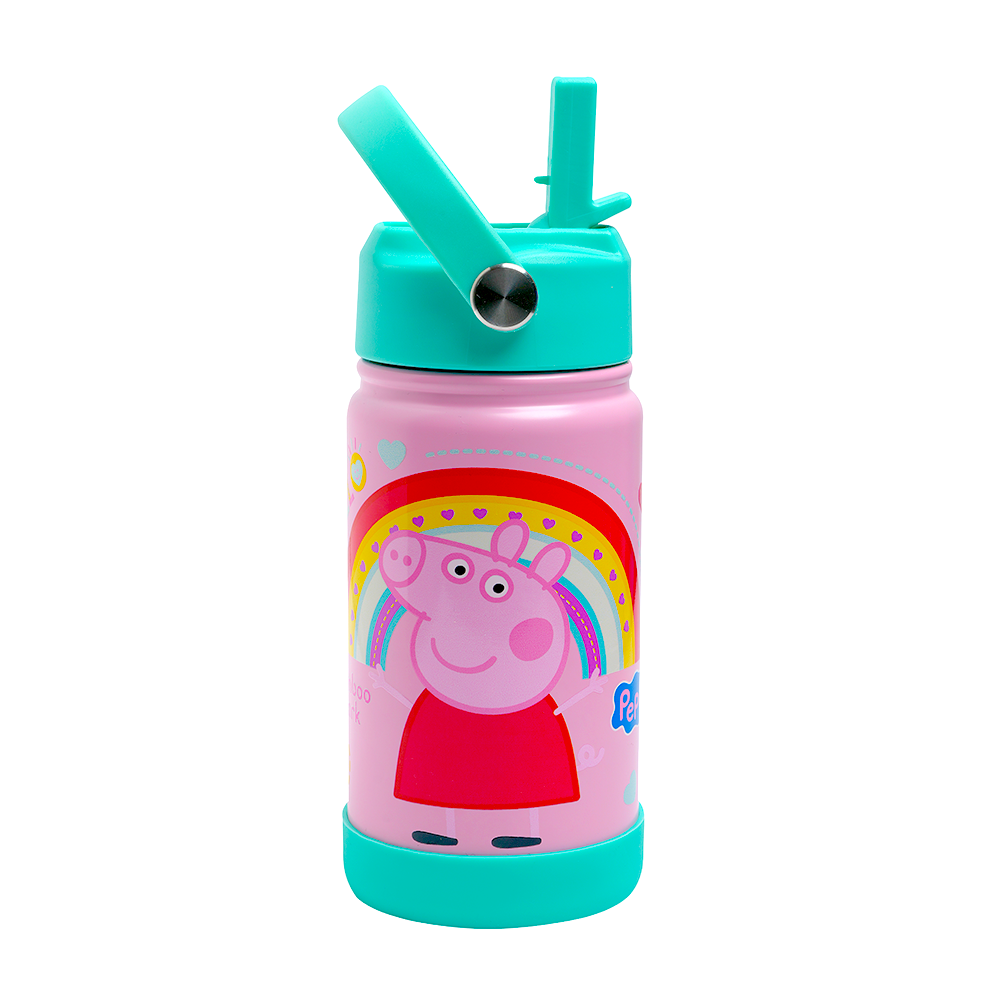 Bamboo Bark - Insulated Water Bottle With Straw & Handle - Peppa Pig