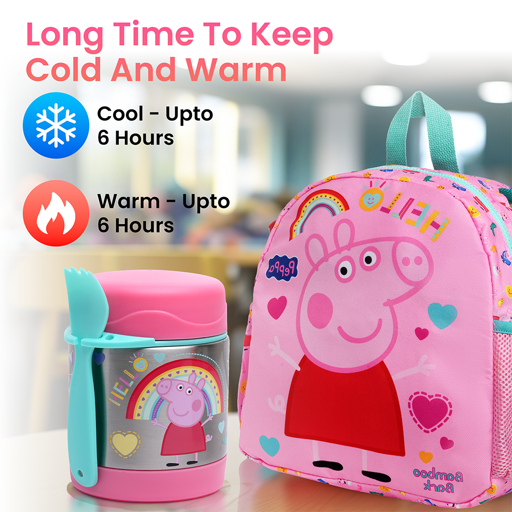 Bamboo Bark - Peppa Pig Insulated Food Jar With Spoon - 280 gm