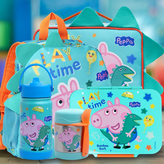 Bamboo Bark - Kids' 5 Compartments Lunch Box - George Pig & Dinosaur