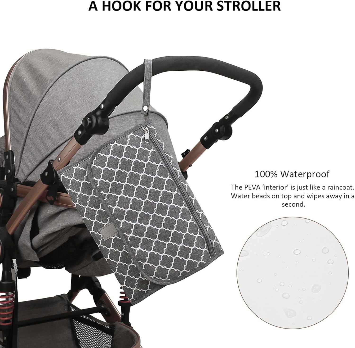 Sybil's Quatrefoil Pattern Travel Nappy Changing Mat - Grey