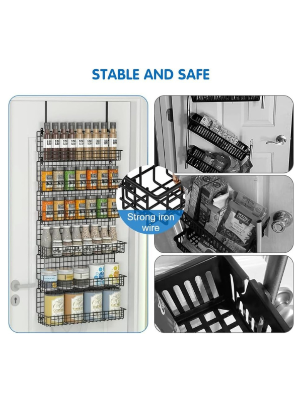 إيكو أوديو - رف توابل معلّق على الباب من 6 مستويات - أسود