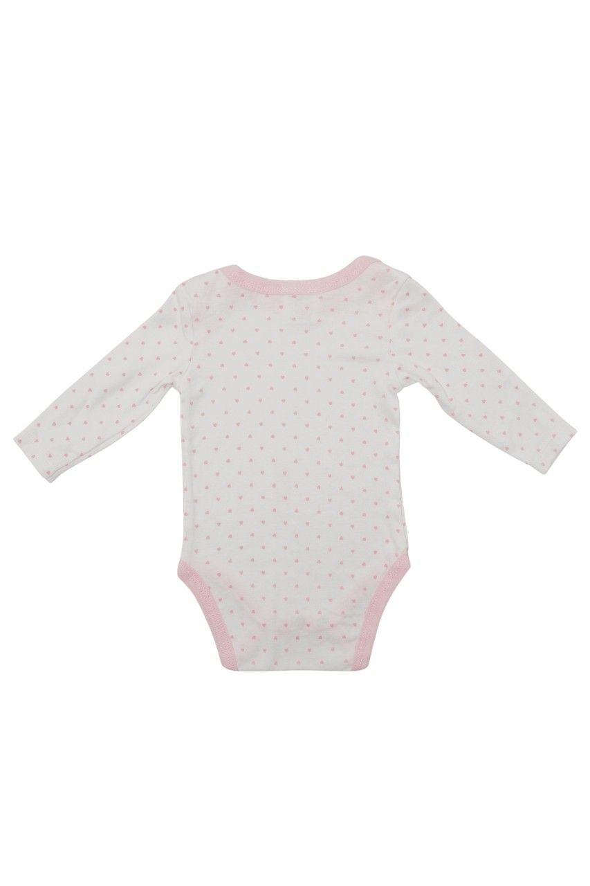 Bambimici - 4pc-Set - Animal Print Long Sleeve Bodysuit With Pyjama - Peach/White