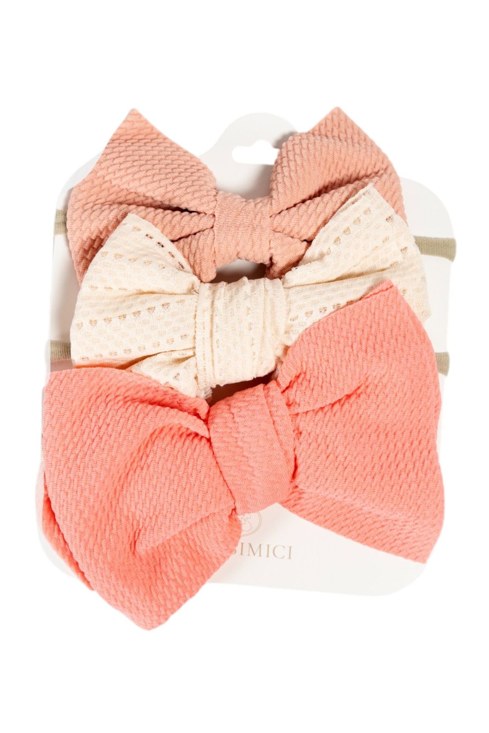 Bambimici - Baby Lara Assorted Ribbon Bow Headband - Pack of 3 - Cream/Pink/Dark Orange