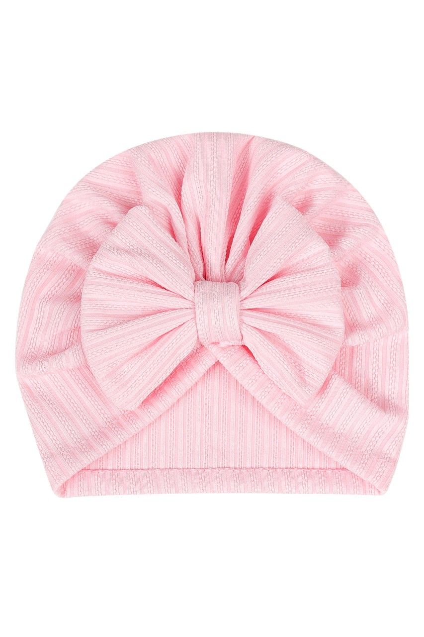 Bambimici - 2pc-Set - Baby Bow Detail Turban Hat & Mittens - Pink