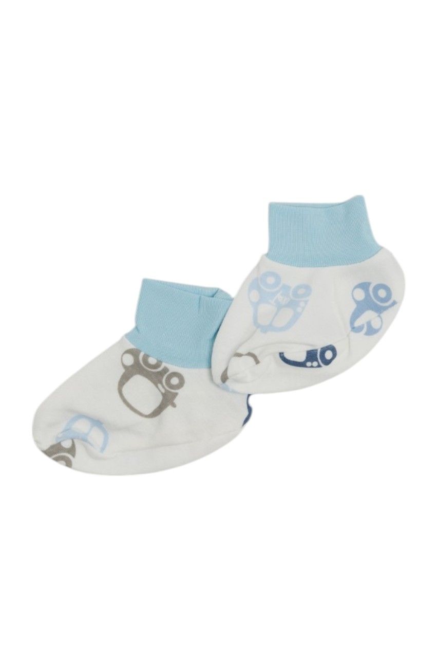 Bambimici - 3pc-Set - Baby Cozy Beanie, Booties & Mittens - S - Blue