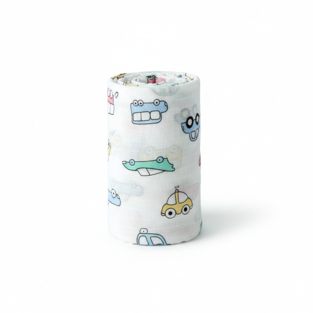 Bambimici - Essentials Muslin Swaddle Blanket - Cars
