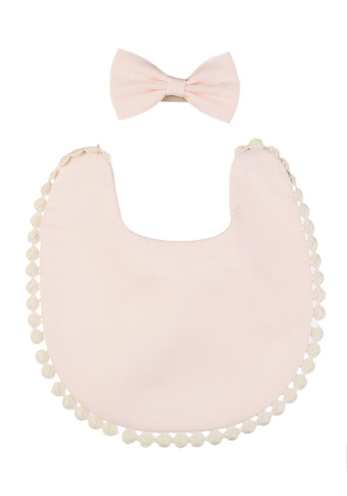 بامبيميسي - مجموعة مريلة وبندانة ستيلا صغير - زهري طفولي