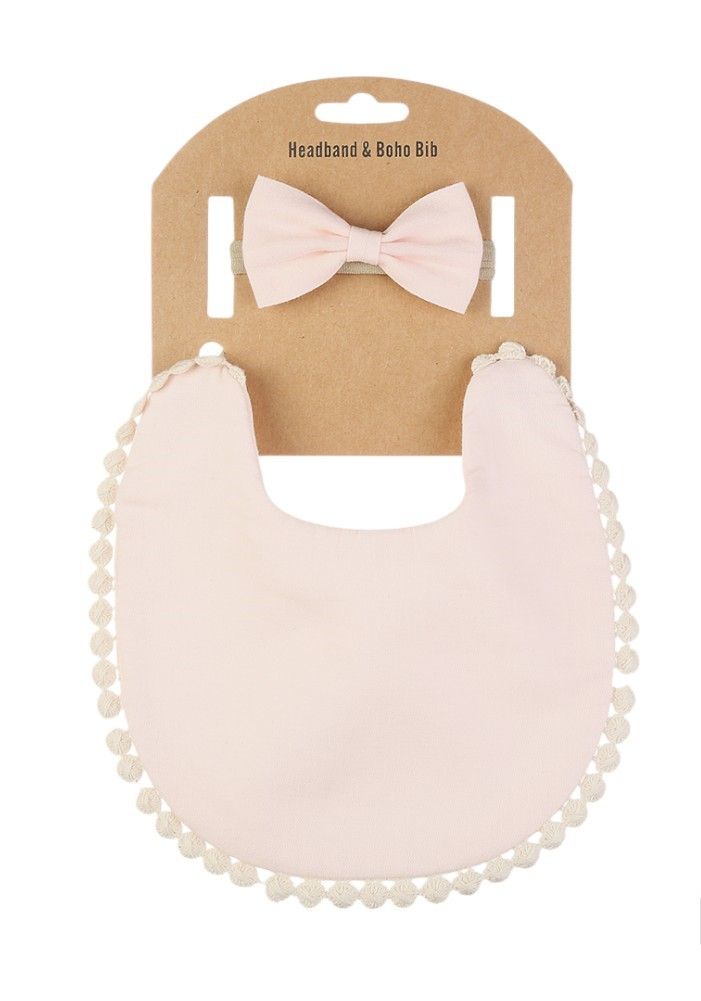 بامبيميسي - مجموعة مريلة وبندانة ستيلا صغير - زهري طفولي