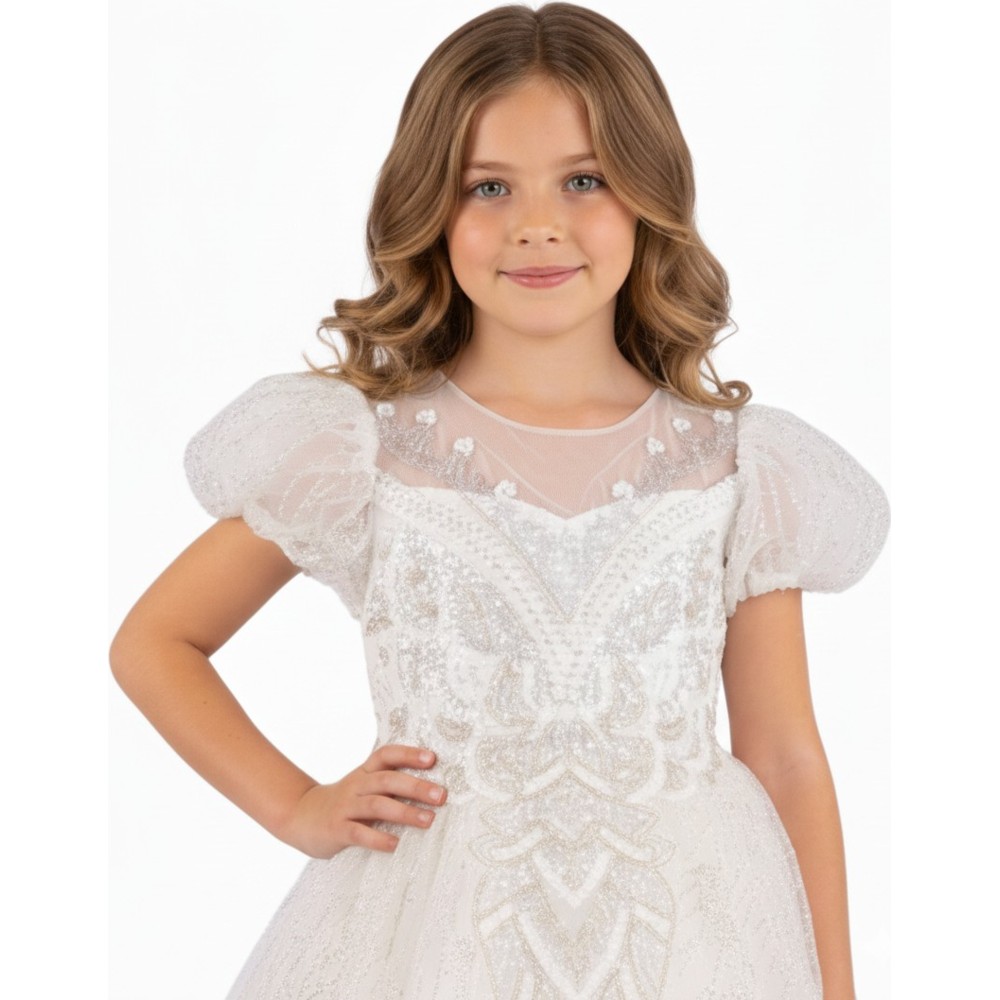 دي دانييلا - فستان الأحجار من تشكيلة بريميوم - أبيض