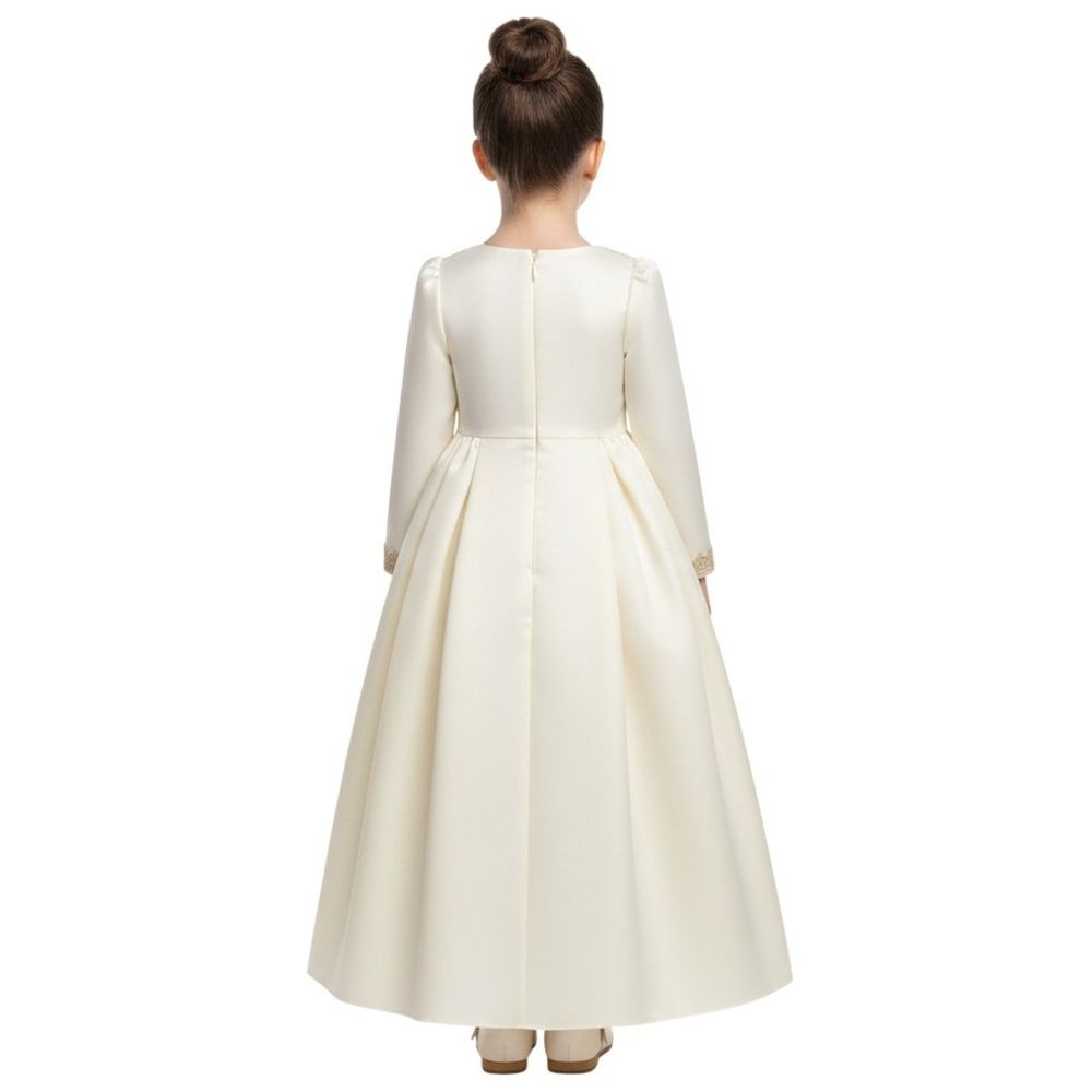 دي'دانييلا - جلابية زارا مطرزة مع حزام ربط - كريمي