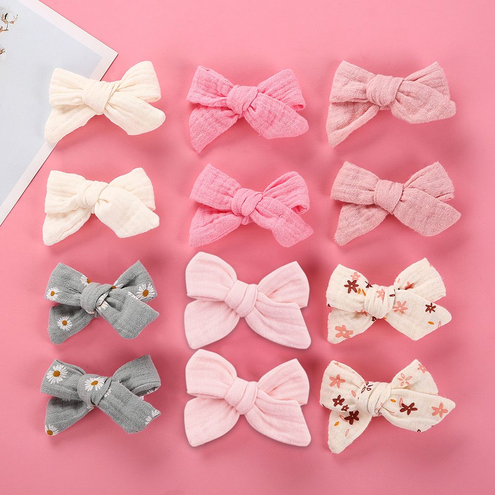D' Daniela - Adella Ribbon Bow Clip Set For Babies & Girls - Dark Pink & Cream