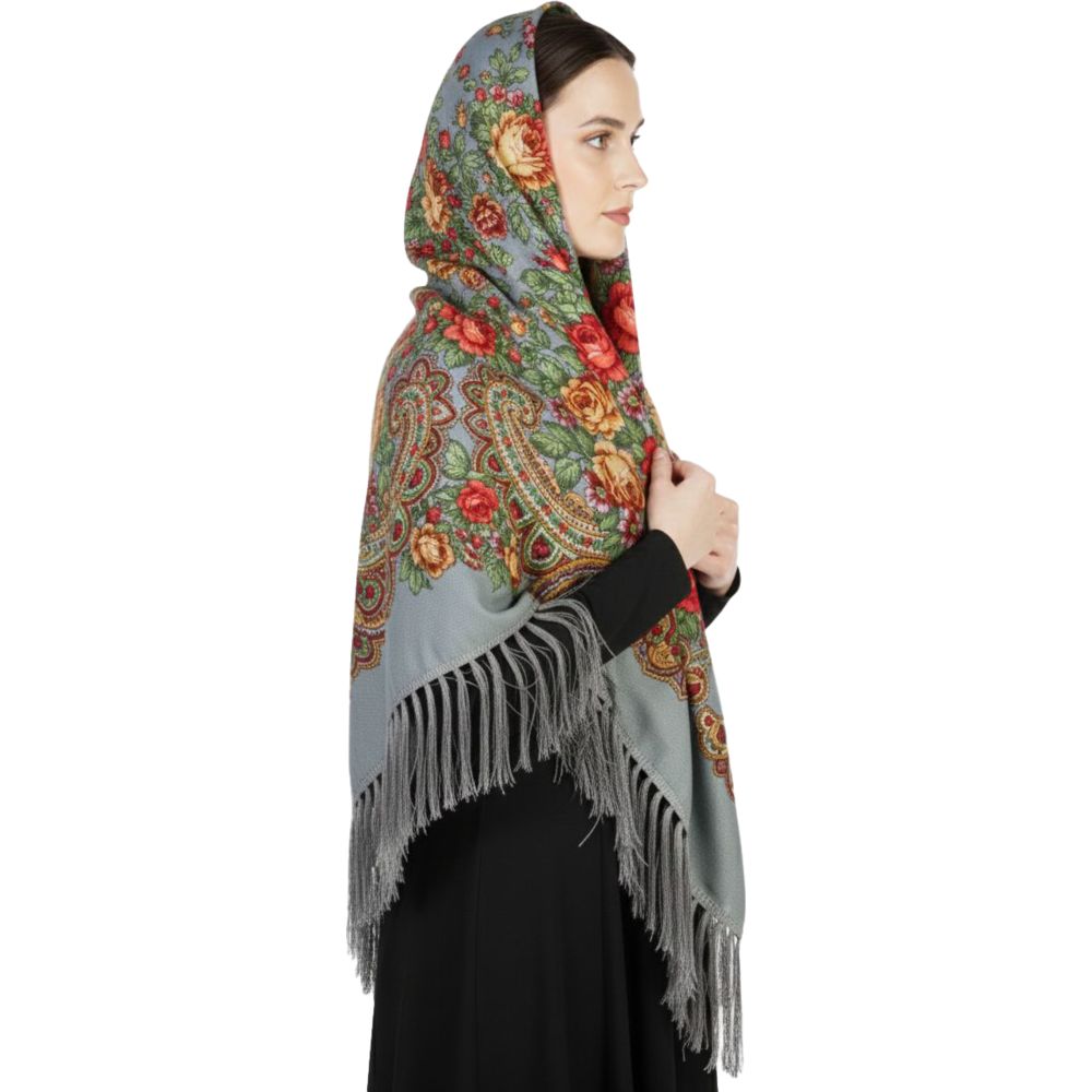 دي’دانييلا - شال نسائي تقليدي مزخرف غالينا - رمادي