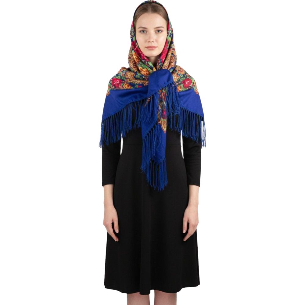 دي’دانييلا - شال نسائي تقليدي مزخرف إيفا - أزرق داكن