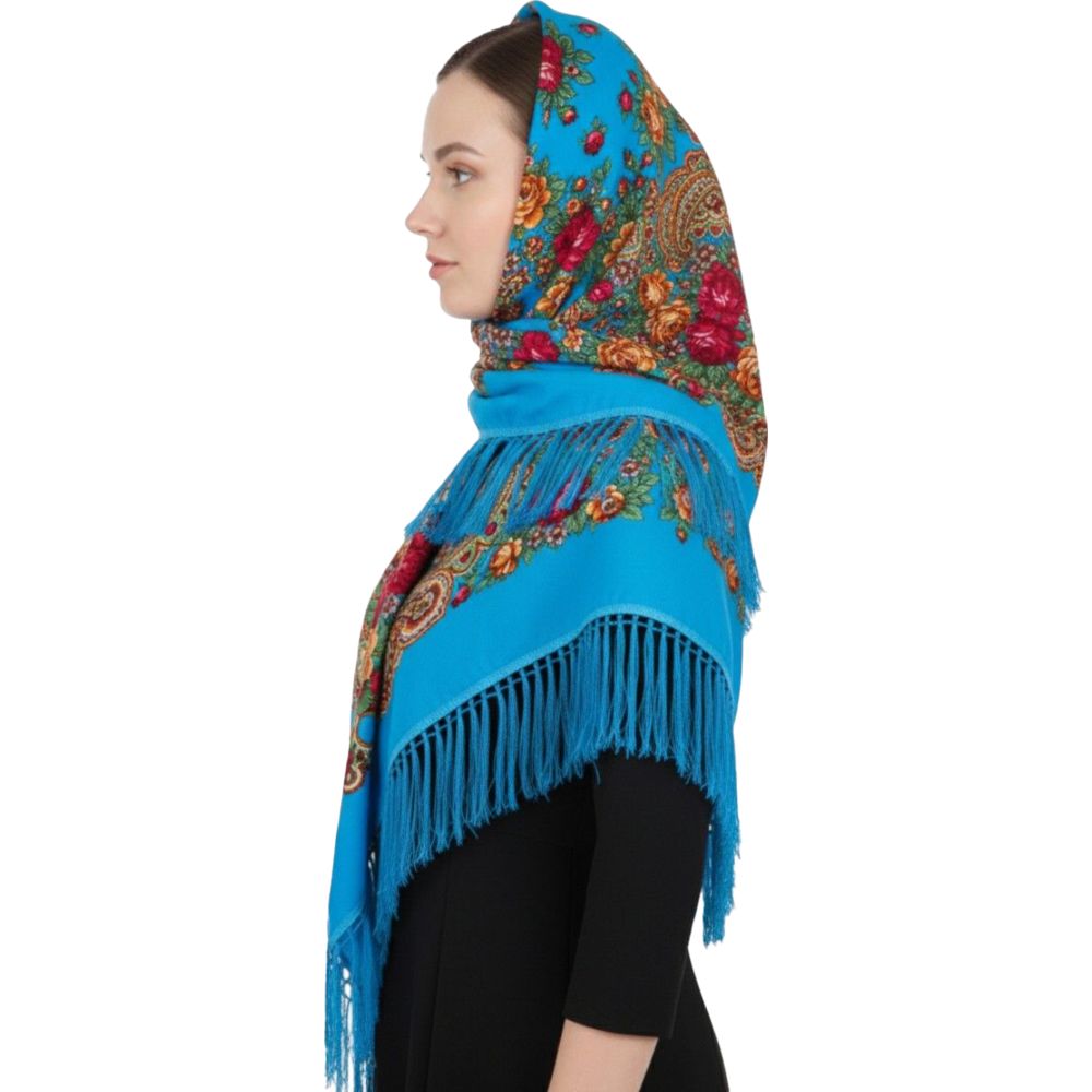 دي’دانييلا - شال نسائي تقليدي مزخرف ماريا - أزرق
