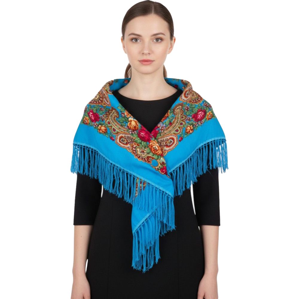 دي’دانييلا - شال نسائي تقليدي مزخرف ماريا - أزرق