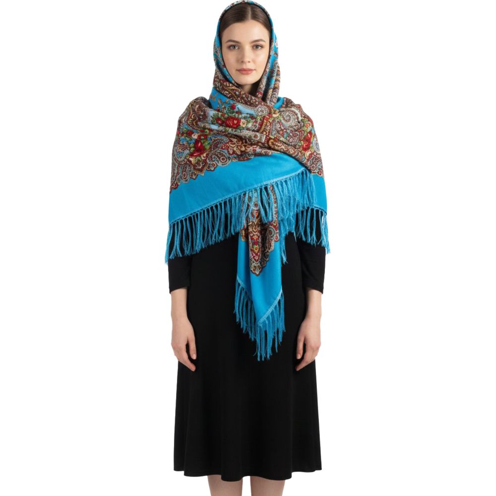 دي’دانييلا - شال نسائي قطن مزخرف طويل مع شراشيب أليسيا