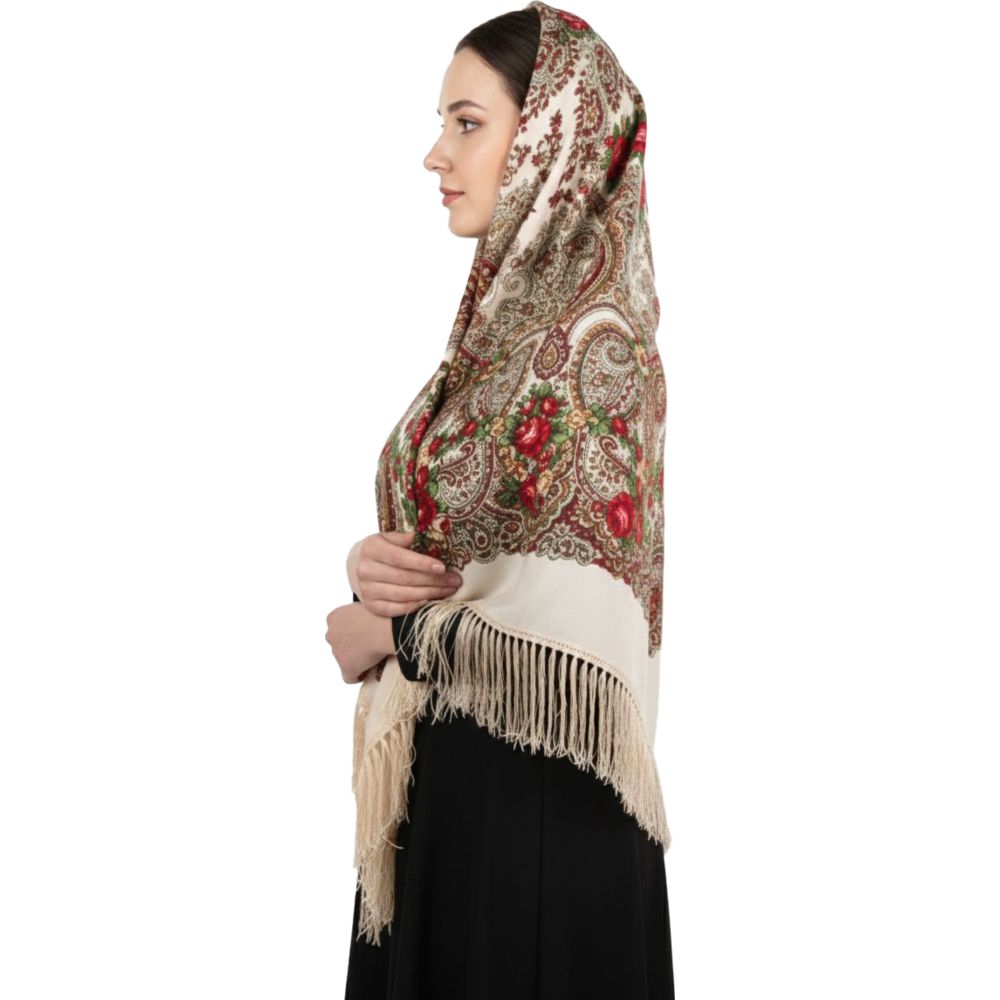 D' Daniela - Emilia Womens Cotton Long Tassel Print Shawl