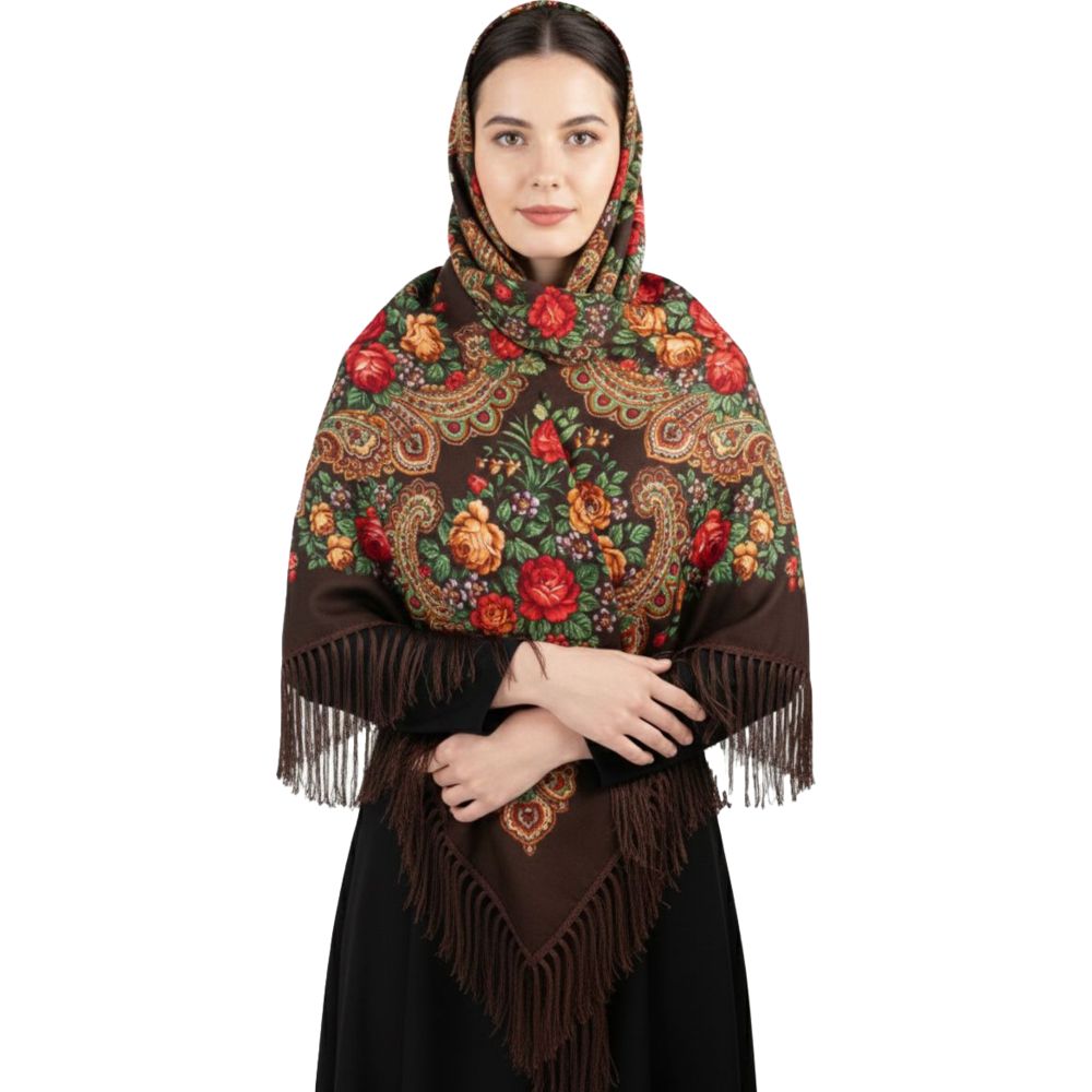 دي’دانييلا - شال نسائي قطن مزخرف طويل مع شراشيب إليونورا