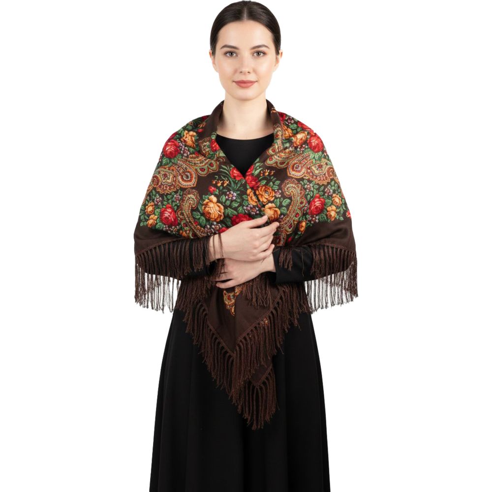 دي’دانييلا - شال نسائي قطن مزخرف طويل مع شراشيب إليونورا