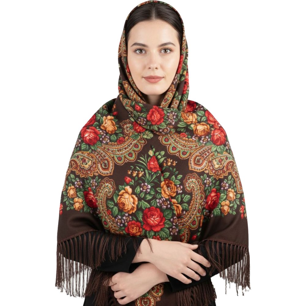 دي’دانييلا - شال نسائي قطن مزخرف طويل مع شراشيب إليونورا