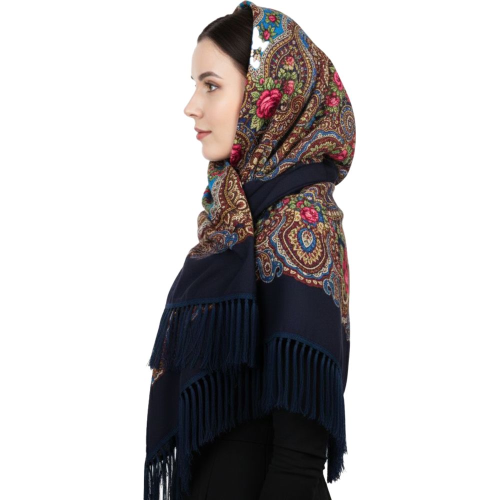 دي’دانييلا - شال نسائي قطن مزخرف طويل مع شراشيب جوليا