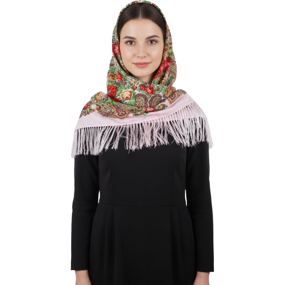 دي'دانييلا - شال قطن شرقي أوروبي نسائي مع شرابة - زهري