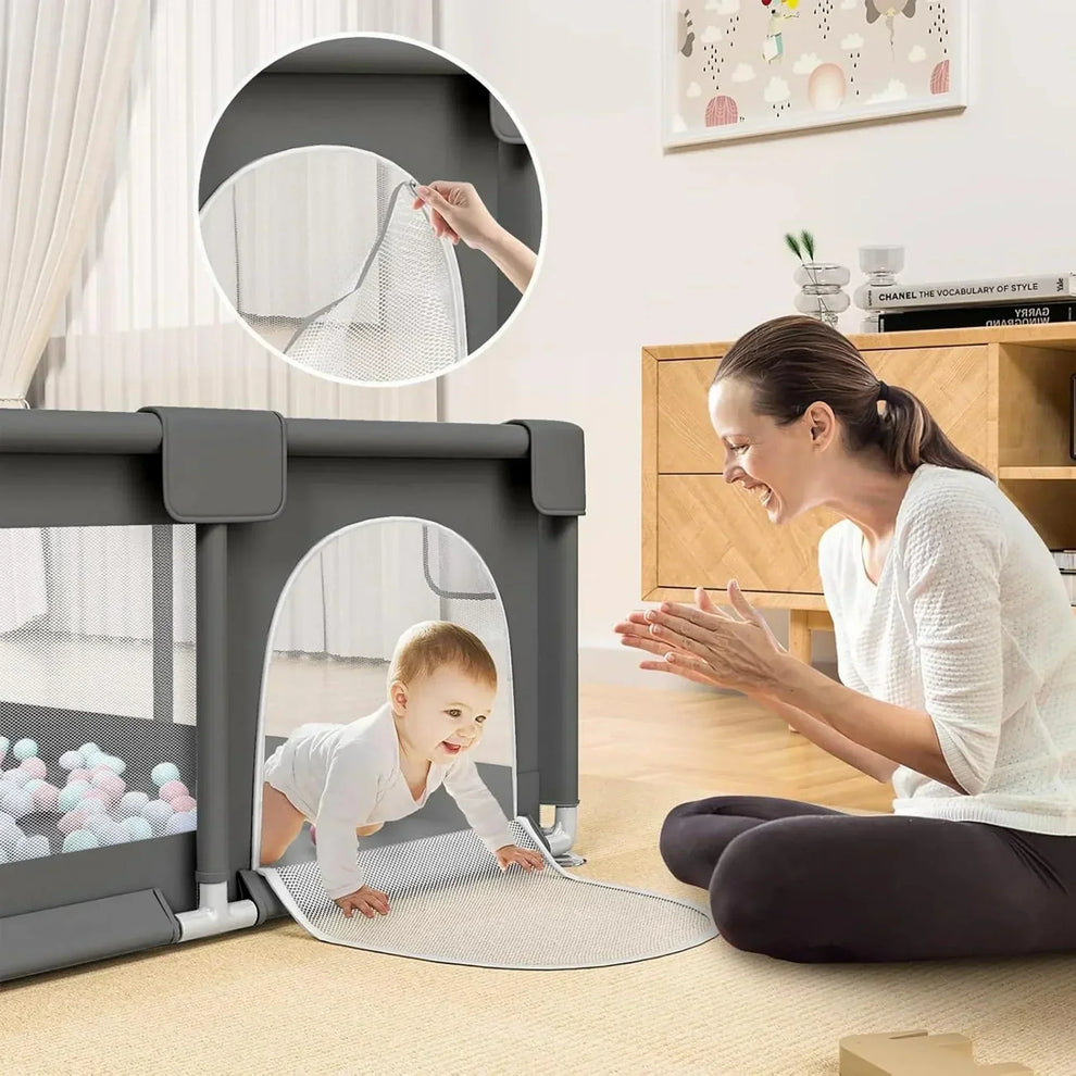HOCC - Indoor And Outdoor Baby Playpen With Balls - Dark Grey
