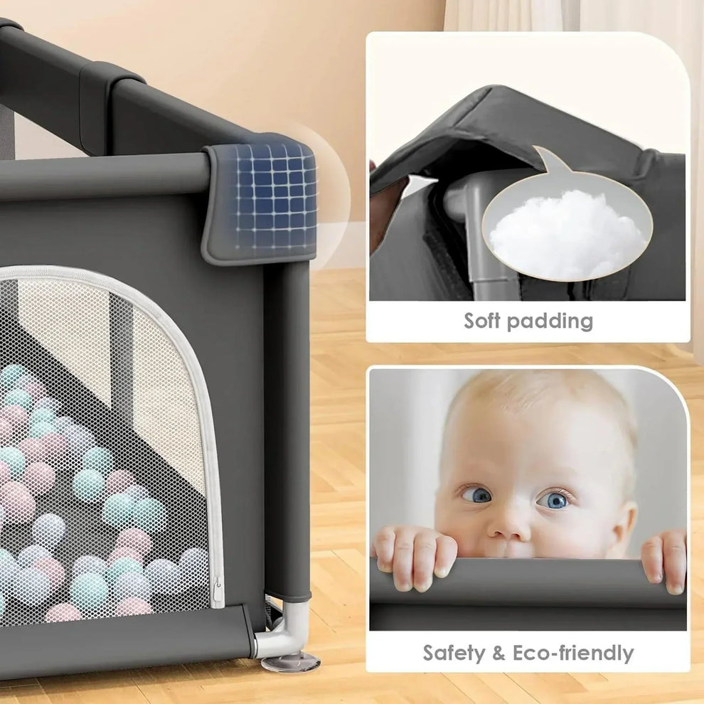 HOCC - Indoor And Outdoor Baby Playpen With Balls - Dark Grey