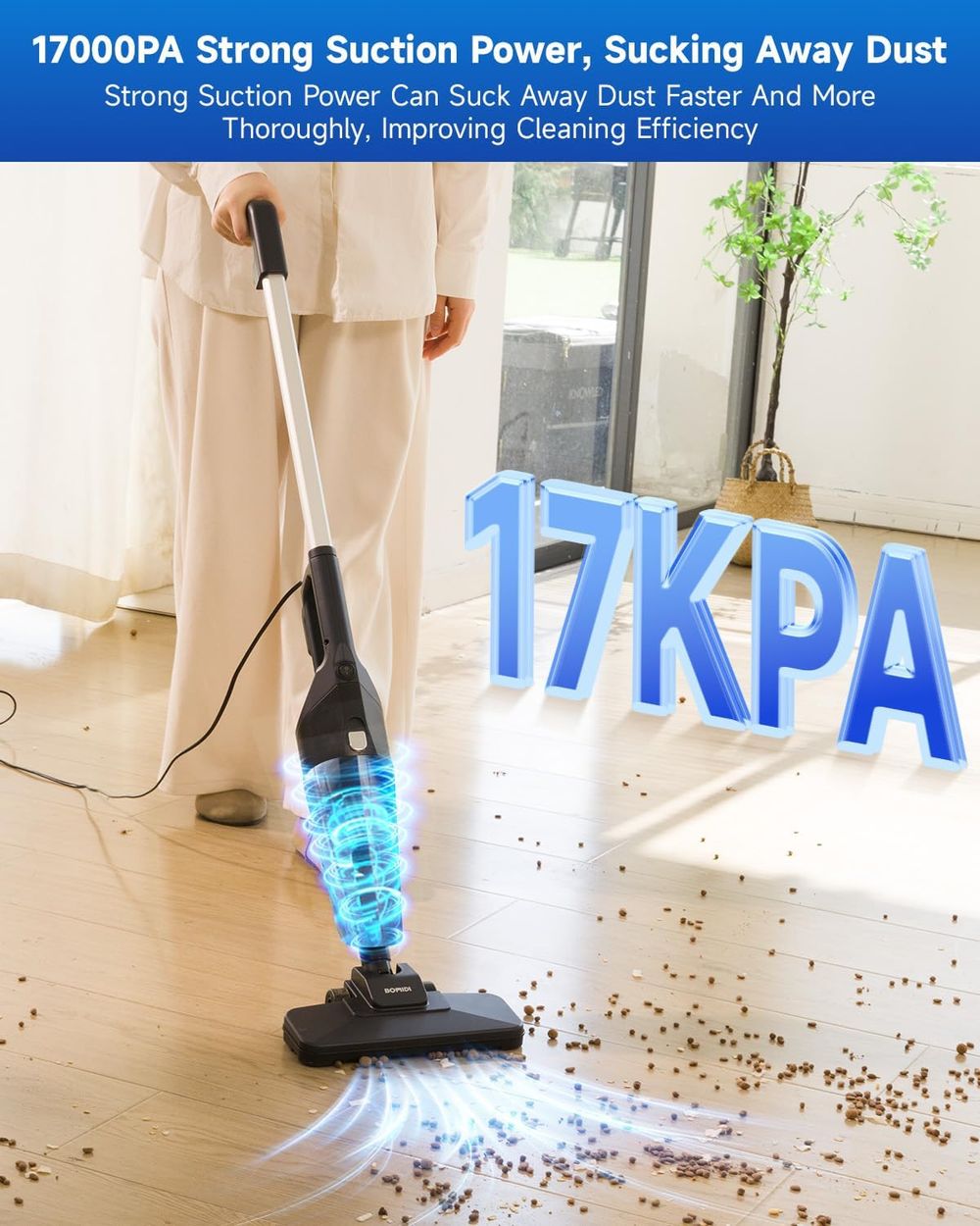 Bomidi - 17000PA Handheld Vacuum Cleaner With Dust Cup - Black