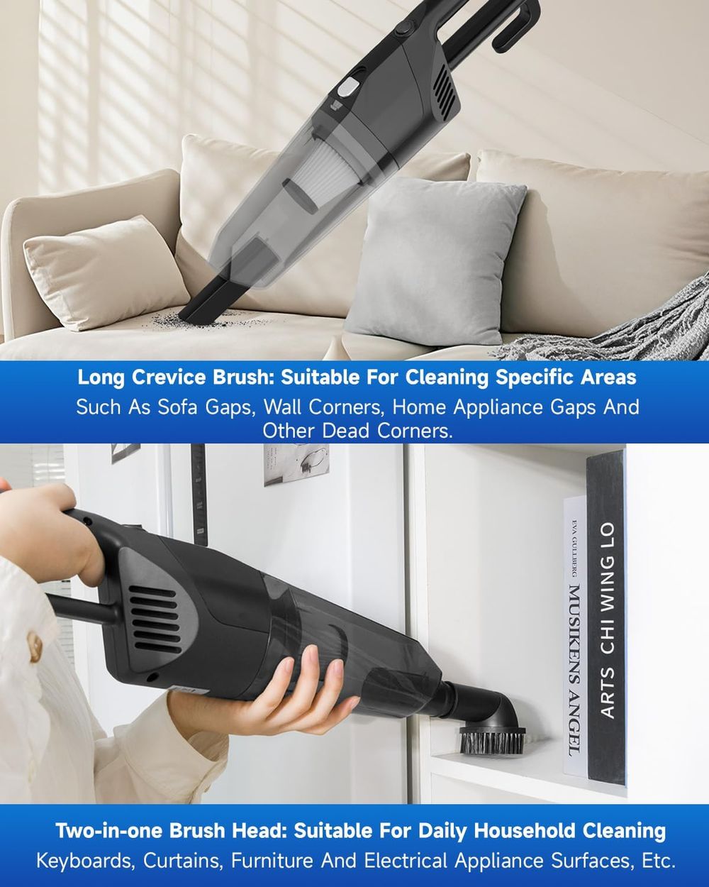 Bomidi - 17000PA Handheld Vacuum Cleaner With Dust Cup - Black