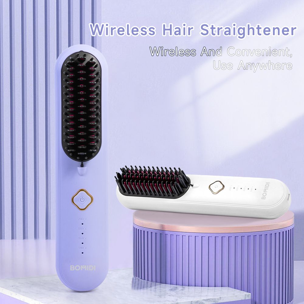 Bomidi - Hb2 Wireless Hair Straightener Comb - Purple