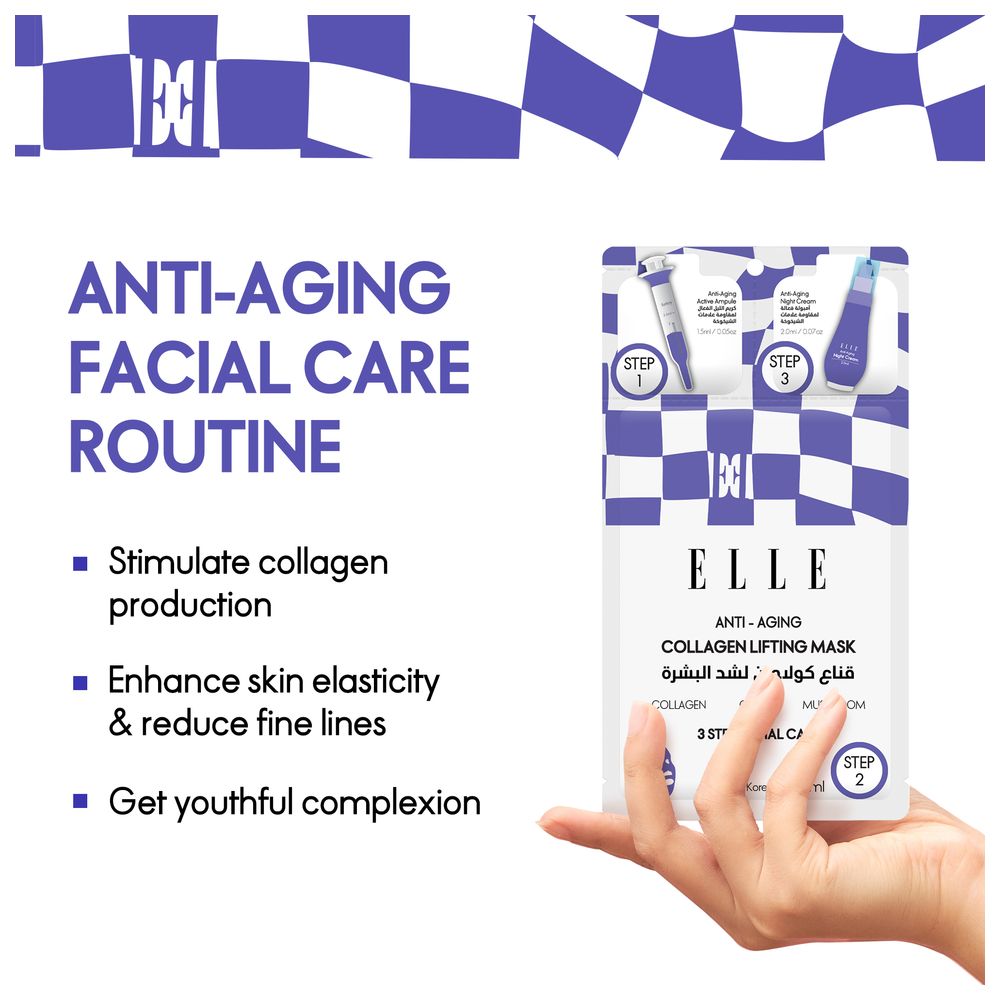 Elle - 3-Step Anti-Aging Collagen Lifting Mask Care Kit - Pack of 4