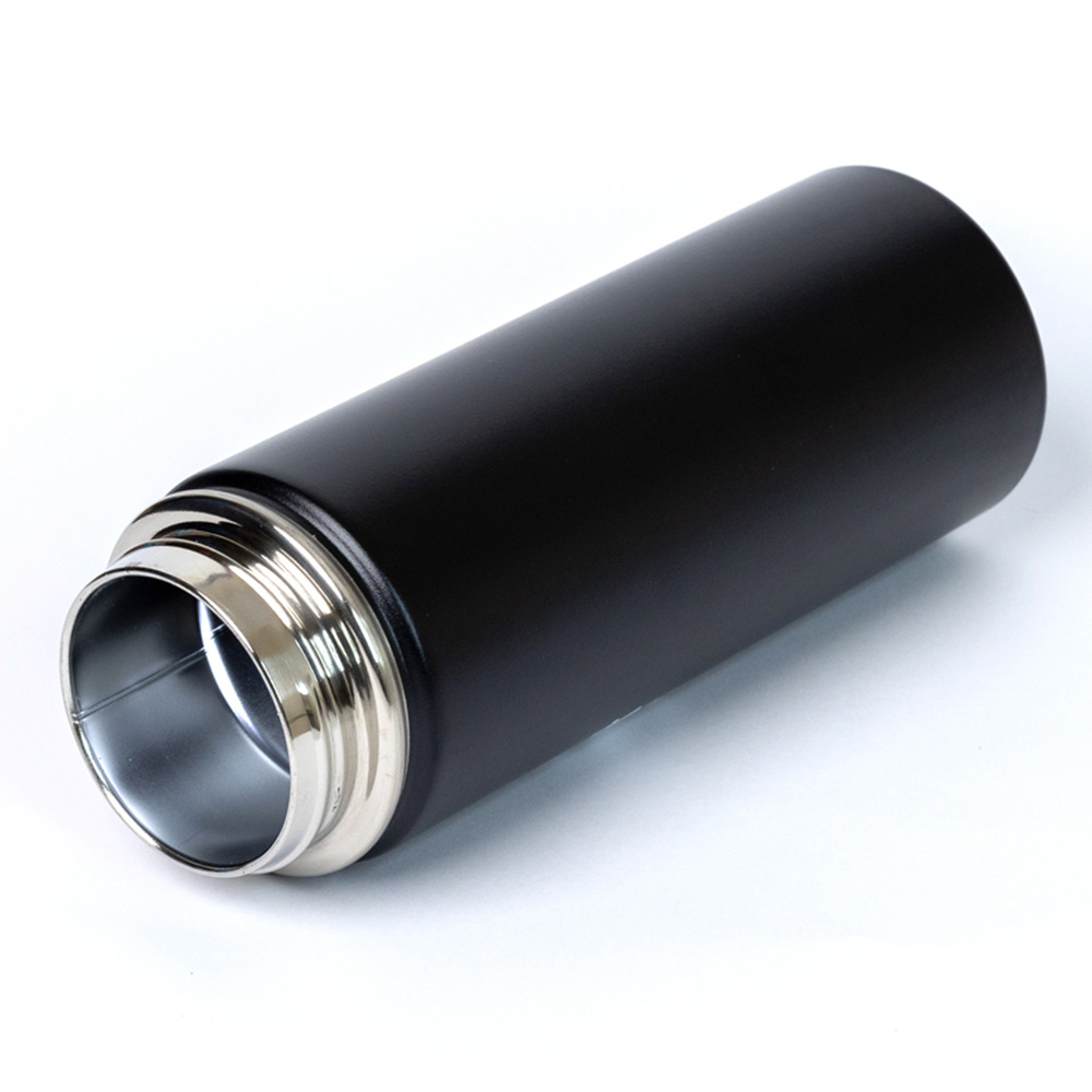 بونجور - مطرة مياه معزولة فاخرة مع غطاء ماصة - أسود - 500 مل