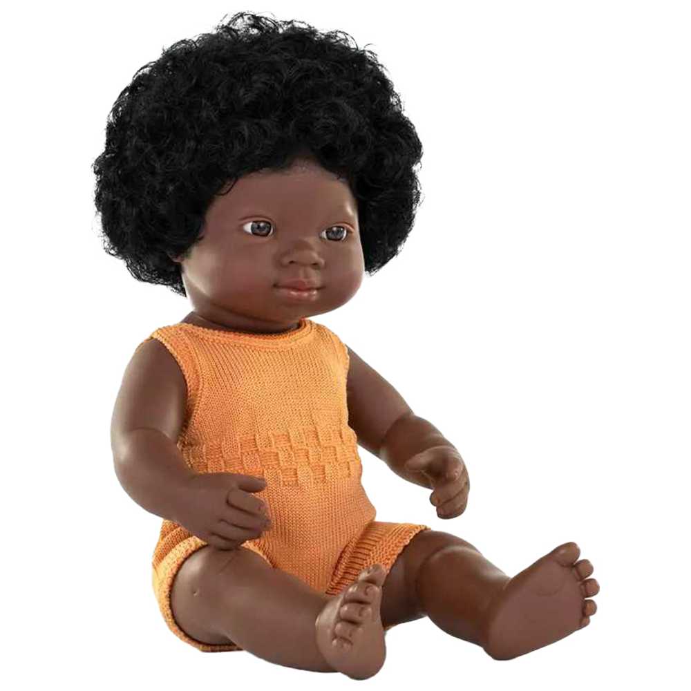 Miniland Educational - African Girl Baby Doll - Melon Romper - 38 cm